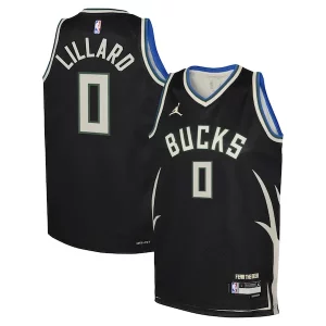 Unique Damian Lillard Milwaukee Bucks Jordan Brand Youth Swingman Jersey Statement Edition Black