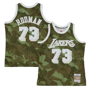 Unique Dennis Rodman Los Angeles Lakers Hardwood Classics 1998/99 Ghost Green Swingman Jersey Camo