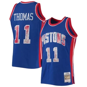 Unique Isiah Thomas Detroit Pistons 1988/89 Hardwood Classics NBA 75th Anniversary Diamond Swingman Jersey Blue