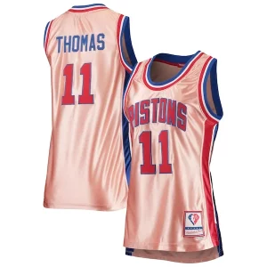 Unique Isiah Thomas Detroit Pistons Women's 75th Anniversary Rose Gold 1982 Swingman Jersey Pink