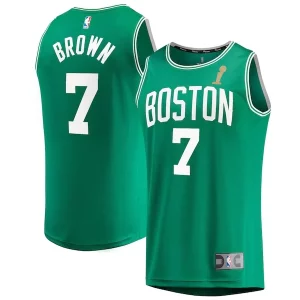 Unique Jaylen Brown Boston Celtics 2024 NBA Finals Champions Fast Break Replica Player Jersey Kelly Green Icon Edition
