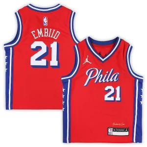 Unique Joel Embiid Philadelphia 76ers Jordan Brand Preschool 2022/23 Replica Jersey Statement Edition Red