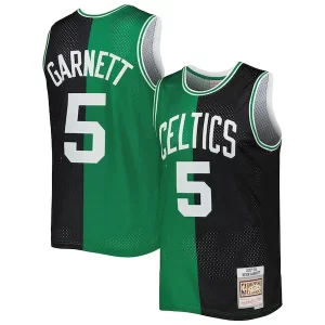 Unique Kevin Garnett Boston Celtics Hardwood Classics 2007/08 Split Swingman Jersey Black/Kelly Green