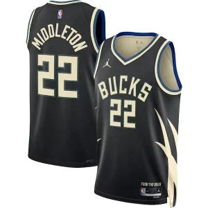 Unique Khris Middleton Milwaukee Bucks Jordan Brand Unisex Swingman Jersey Statement Edition Black