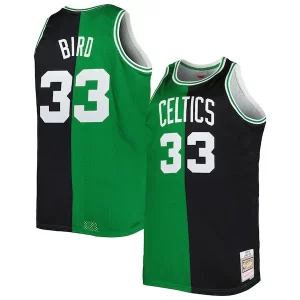 Unique Larry Bird Boston Celtics Big & Tall Hardwood Classics 1985/86 Split Swingman Jersey Kelly Green/Black