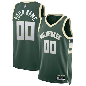 Unique Milwaukee Bucks Nike 2021/22 Diamond Swingman Custom Jersey Icon Edition Hunter Green