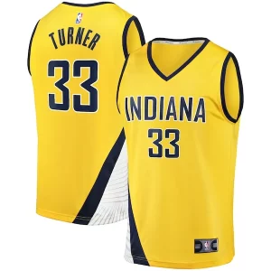Unique Myles Turner Indiana Pacers Fast Break Replica Jersey Statement Edition Gold
