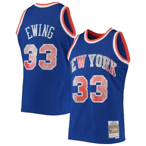 Unique Patrick Ewing New York Knicks 1991/92 Hardwood Classics NBA 75th Anniversary Diamond Swingman Jersey Blue
