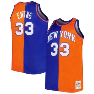 Unique Patrick Ewing New York Knicks Big & Tall Hardwood Classics 1991/92 Split Swingman Jersey Blue/Orange