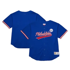 Unique Philadelphia 76ers Hardwood Classics On The Clock Mesh Fashion Baseball Jersey Royal